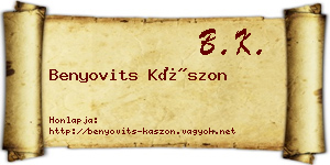 Benyovits Kászon névjegykártya